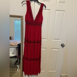 Forever 21 Red Lace Maxi Dress
